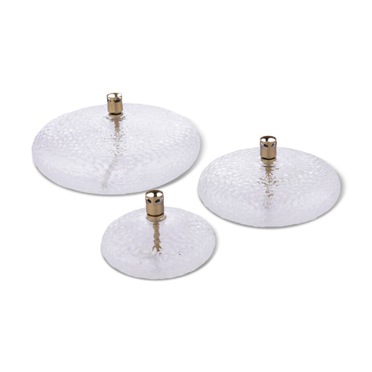 Öllampe Disc, gehämmertes Glas Messing