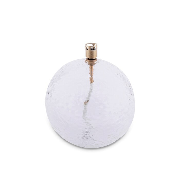 Olielamp Round, gehamerd glas messing