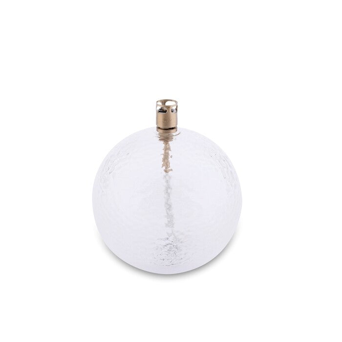 Olielamp Round, gehamerd glas messing