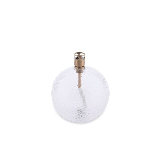 Olielamp Round, gehamerd glas messing
