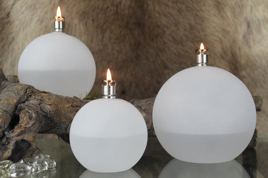 Olielamp round, frost chroom