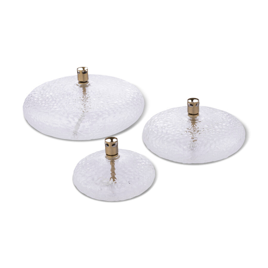 Oil lamp Disc, hammered glass brass